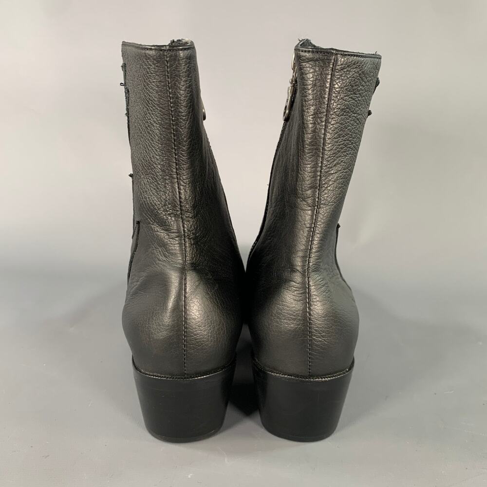MODERN VICE Size 10.5 Black Gold Leather Stars Side Zipper Boots - Picture 3 of 7